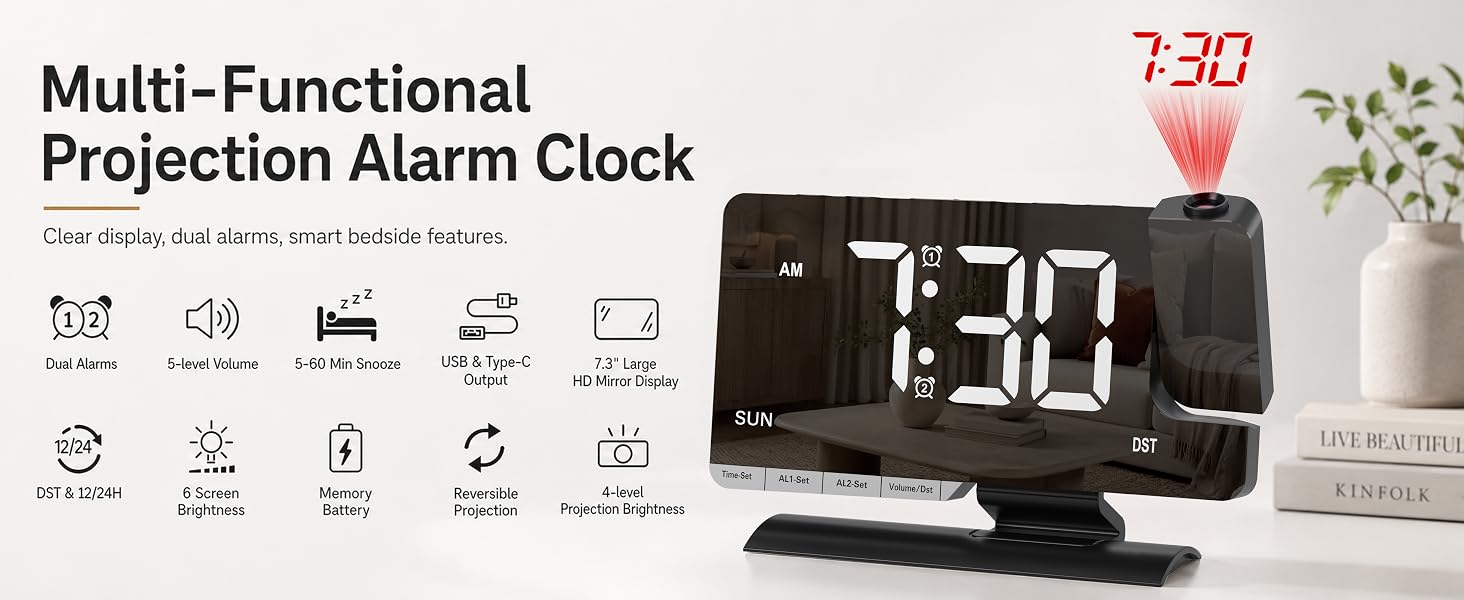 Multi-FunctionalProjection Alarm Clock