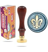 YOLAKIS Fleur de lis Wax Seal Stamp, Wood Handle, Vintage Style, 1 inch Diameter, for Invitations...