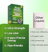 Drain Clog Remover Powder, 5 Pre-measured Packets Ultra Strength Drain Cleaner & Deodorizer, Drai...
