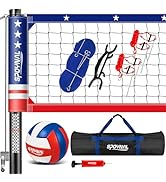 32FT Portable Volleyball Net Set for Backyard - Anti-Sag Winch System with 1.9" Aluminum Poles, A...