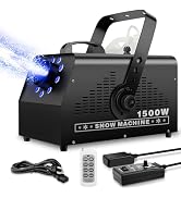 Snow Machine with 9LEDs Light for Party - YeeSite 1500W Snow Making Machine with 7 Color Lights E...