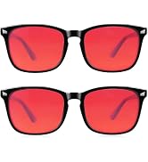 Vbewo 2 Packs Professional Sleep Glasses with 99.9% Blue Light Blocking Dual AR Coatings Red Lens...