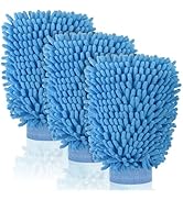 3 Pack Chenille Microfiber Car Wash Mitt, 7" x 9.6" Car Washing Mitts, Home Dusting Gloves, Scrat...