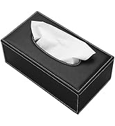 KINGFOM Rectangular PU Leather Tissue Box Cover - Facial Tissue Paper Napkin Holder for Bathroom,...