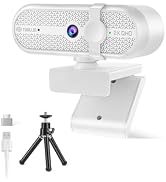 TOALLIN 2K Webcam for PC, 5MP, Built-in Mic, 90° Wide Angle Webcam with Tripod and Privacy Cover,...