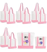 TAOZIM 10Pack Canvas Tote Bag Bulk with Outer Pocket, 12oz Cotton Blank Canvas Tote Bags 19 x 14....