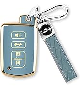 MILD EAST for Toyota Key Fob Cover with Keychain, 4 Button Car Key Case Shell for Tacoma Highland...