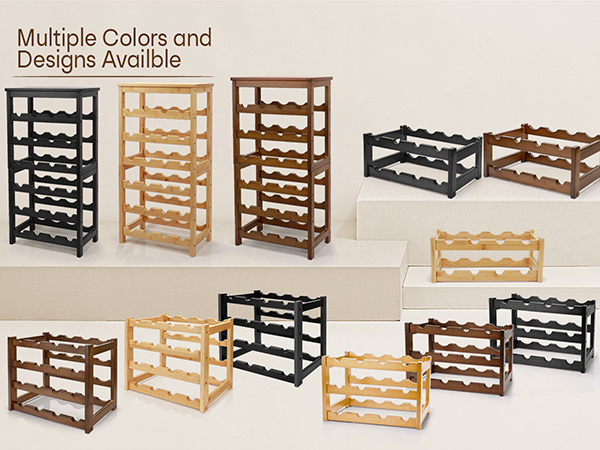 Countertop Wine Rack Freestanding Wine Racks & Cabinets, Bamboo Wine Display Storage Shelves