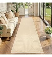 Findosom Washable Runner Rug 2x8, Geometric High-Low Textured Non Slip Hallway Runner Rug with Ru...