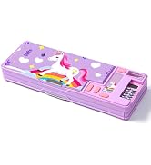 Pop Up Multifunction Pencil Case, Cute Cartoon Pen Box Organizer Stationery with Calculators, Sha...