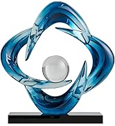 XYQXYQ Abstract Art Sculpture, Resin Gold Decorative Statue, Modern White Ornaments for Living Ro...