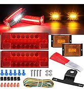Partsam Low Profile Submersible Led Trailer Tail Light Kit, Rectangle LED Trailer Lights Halo Glo...