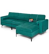 Giantex Sectional Sofa Couch, Convertible Sleeper with USB Ports, 3-Hole Socket, Storage Box, L-S...