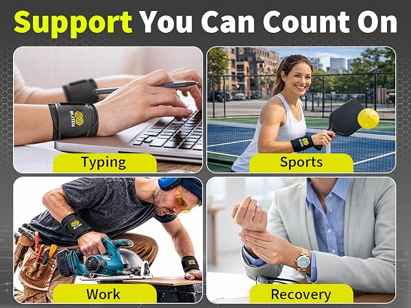 wrist strap brace compression wrap stabilizer men women arthritis tennis left right hand band