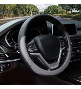 Valleycomfy Microfiber Leather Steering Wheel Covers Universal 15 inch (Gray)