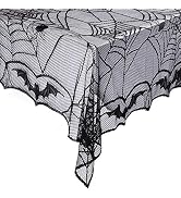 eZAKKA Halloween Tablecloth Lace Rectangular Black Spider Web 48 x 96 inch Polyester Spooky Bat L...