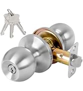RAFECIEE Entry Door Knob with Lock - Interior and Exterior Door Knob for Bedroom or Bathroom, Sat...
