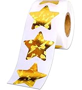 1.5" Large Holographic Gold Star Stickers for Kids Reward, 500 Pcs Foil Star Metallic Stickers Ro...