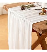 White Cheesecloth Table Runner, 120 Inch 10 FT Boho Rustic Cheesecloth Gauze, Cheese Cloth Runner...