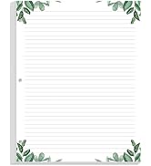 A4 Lined Refill Paper, 3-Hole Punched Ruled Filler Paper, 100Sheets / 200Pages Loose-Leaf Line Pa...