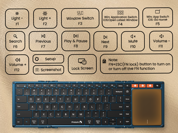XK01 TP folding keyboard with touchpad
