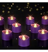 Homemory Purple Tea Lights Candles Battery Operated, 200+Hour Flameless Flickering Fake Electric ...