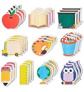 Xqumoi 600Pcs Back to School Sticky Notes Pencil Ruler Book Blackboard Palette Owl Shaped Self-Ad...