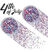 Red White Blue Mixed Holographic Chunky Glitter with Gel, 20g (2 Jars x 10g) Crafts Glitter Powde...