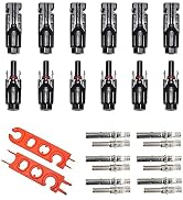 ELFCULB Solar Panel Connectors 6 Pairs Male/Female Waterproof Solar Panel Cable Connectors with S...
