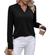 WIHOLL V Neck Business Casual Tops Fall Trendy Long Sleeve Shirts S-2XL | V Neck,Work Tops,Profes...