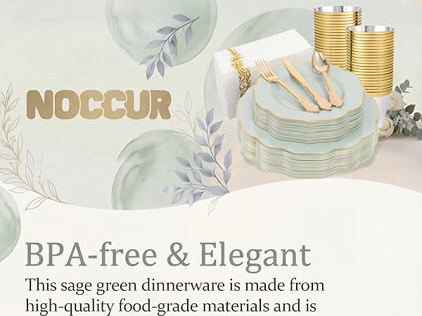 sage green plastic plates