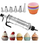 FANTEXY Dessert Decorating Syringe Set, Icing Piping Kit Stainless Steels Cake Decorating Tools 6...