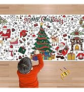 OHOME Xmas Giant Coloring Poster/Tablecloth-Christmas Crafts for Kids-30 x 72 Inches Jumbo Paper ...