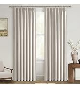 Natural Linen Pinch Pleated Blackout Curtains & Drapes 96 Inch Long Bedroom/Livingroom Farmhouse ...