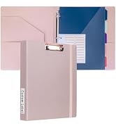 HAUTOCO 3 Ring Binder 1 inch with Clipboard for Letter Size 11x8.5" Paper, Flexible Clipboard Bin...