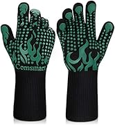 Comsmart BBQ Gloves, 1472 Degree F Heat Resistant Grilling Gloves Silicone Non-Slip Oven Gloves L...