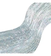 Pack of 3000 Strands Iridescent Silver Christmas Icicle Tinsel Foil Fringes | 19.8 Inches, Christ...
