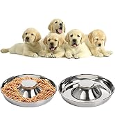 SOUJOY 2 Pack Stainless Steel Puppy Bowls, Pet Slow Feeder Bowls, Non-Skid Dog Food and Water Bow...