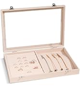 WisePoint Necklace Jewelry Box with Clear Acrylic Lid, Necklace and Ring Jewelry Organizer Box, E...