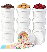 ASEVAT 10 Pack 67OZ/2000ML Airtight White Plastic Bucket with Lid & Handle, Food Grade Reusable T...