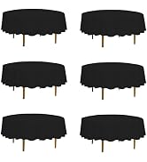 PLOYMONO 6 Pack Black Round Tablecloths for 70 Inch Tables - Circle Bulk Linen Polyester Fabric D...