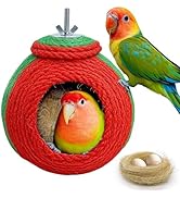 Acsist Bird Nest,Parrot Breeding House,Parakeet Natural Coconut Shell Hut,Hanging Budgie Nesting ...