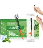 RR ORCRO 5-in-1 Disposable Toothbrush with Pre-Pasted Toothpaste - Mini Travel Toothbrush Deep Cl...