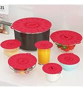 7 Pack Silicone Lids, Microwave Splatter Cover, 5 Sizes Reusable Heat Resistant Food Suction Lids...