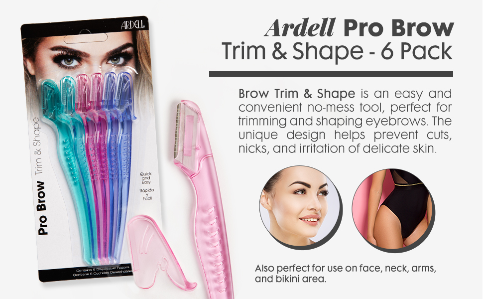 Ardell Pro Brow Trim & Shape, Eyebrows Trimmer, and Shaper, 6 counts in 1 pack