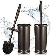 Toilet Bowl Brush Holder Set: 2 Pack Modern Deep Cleaning Bathroom Toilet Scrubber with Caddy for...