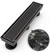 WEBANG 12 Inch Shower Linear Bronze Drain Rectangular Floor Drain with Accessories Reversible 2-i...