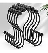 AmazerBath Shower Curtain Hooks, Shower Curtain Rings, Metal Black Shower Curtain Hooks Rust Proo...