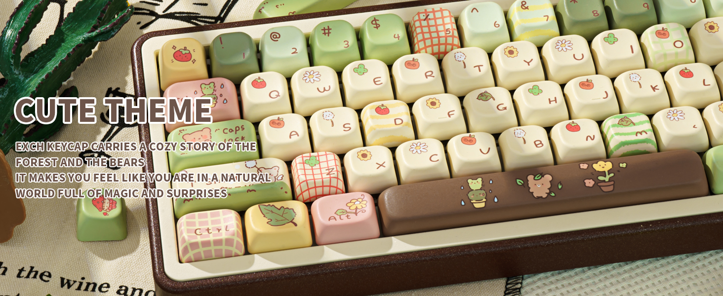 COOMICKEY Cute Keycaps, Thick PBT Keycap FOA Profile, 149 Keys Keyboard Keycaps, Dye-Sub Keycap Set