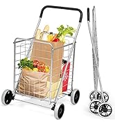 Goplus Shopping Carts for Groceries, Heavy Duty Folding Shopping Cart with Wheels, Portable Colla...